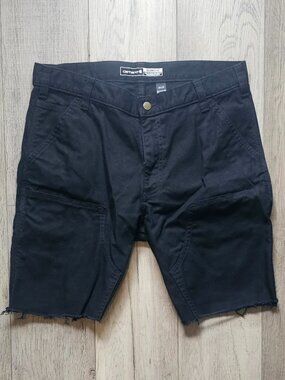 Carhartt Black Canvas Double Knee Cut Off Shorts Jorts Mens Size 35